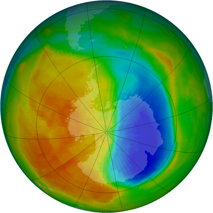 Antarctic ozone map for 01 October 2002